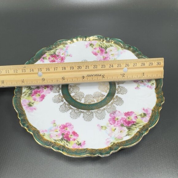 Eleanor China Co Austria Porcelain Plate Dish Set 4 Flowers Gold Gild Vintage - Picture 4 of 16